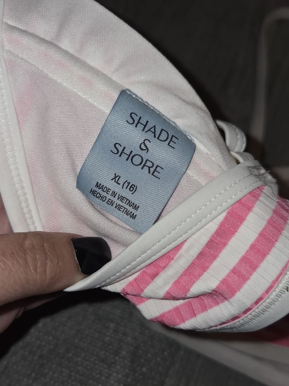 NWOT Shade & Shore Plus Size Pink and White Striped Bikini Bralette Size 16 / XL